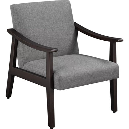 Armchair Modern Fabric Accent Chair with Wooden Frame, Dark Gray