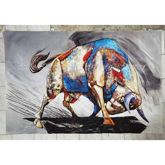 Raging Bull Oil on Canvas Animal paintings