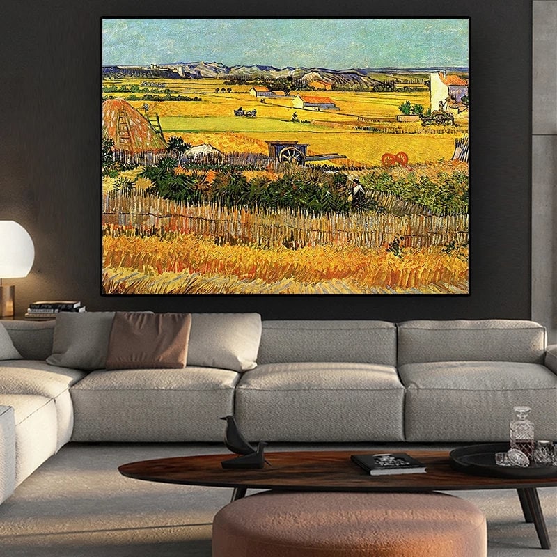 Oil on Canvas Reproduction HARVEST AT LA CRAU by Vincent Van Gogh
