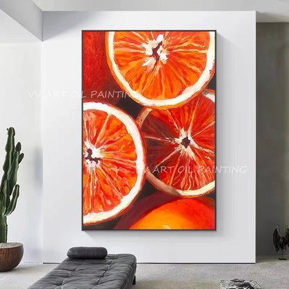 100% Handmade Modern Art Orange oil on canavs