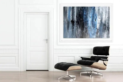 Large Dimensions Modern Abstract Blue Stripes Handpainting