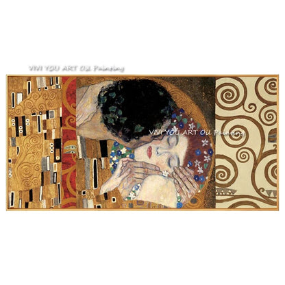 Gustav Klimt Kiss Famous Oil Painting On Canvas