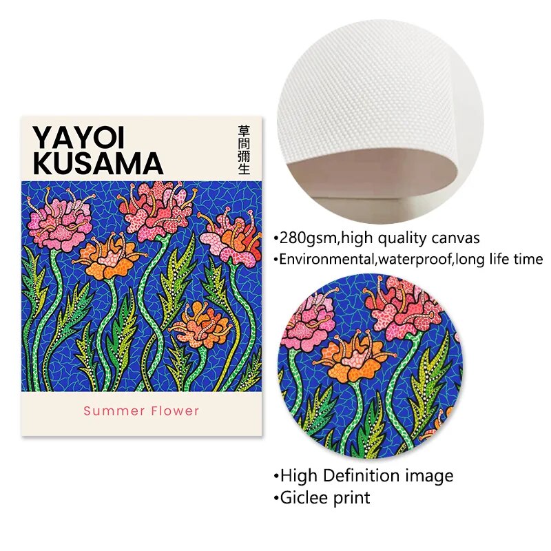 Japonese Yayoi Kusama Posters Giclé ArtPrints DIY Wraped Frame Ready to Hang