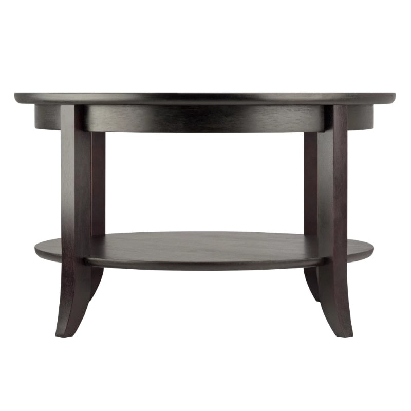 Wood Genoa Round Coffee Table with Glass Top, Espresso Finish