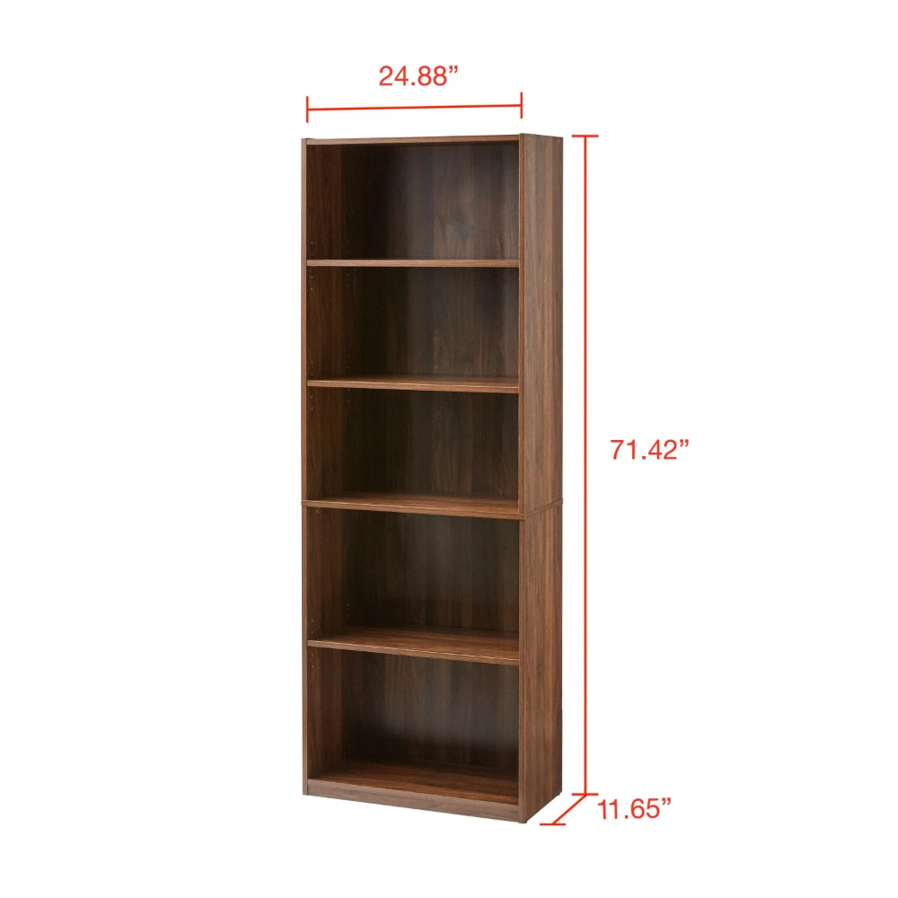 5-Shelf Bookcase with Adjustable Shelves, Book Shelf Furniture  Cube Shelf  Bookshelves.Canyon Walnut/Rustic Oak Optional