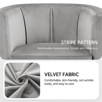 Contemporary Barrel Accent Arm Chair, Gray Velvet