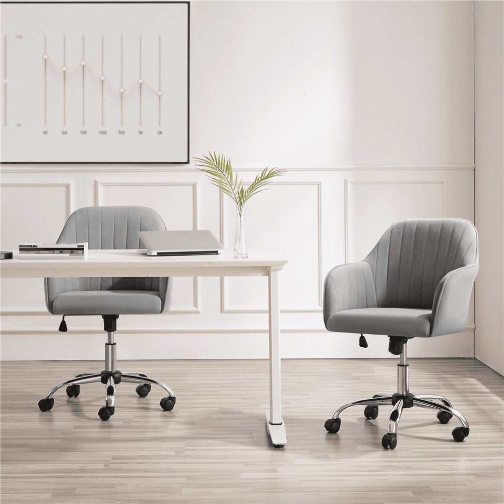 Ergonomic Office Chair Modern Velvet Desk Office Chair for Home Office, Light Gray  Compute Conference Chairs