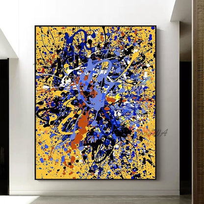 Handmade Oil on Canvas Paint Splatter Jackson Pollock Style