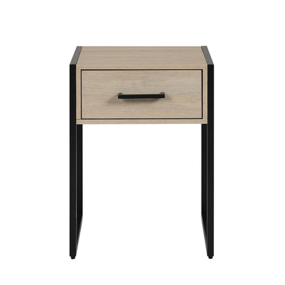 Industrial Bedroom Nightstand, 1 Drawer, Beige Oak  Nightstands for Bedroom Furniture  Bed Side Table  Small Table