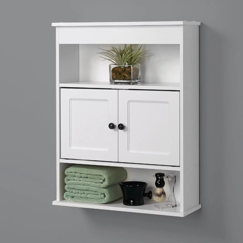 Zenna Home Bathroom Wall Cabinet with 3 Shelves, White bathroom cabinet