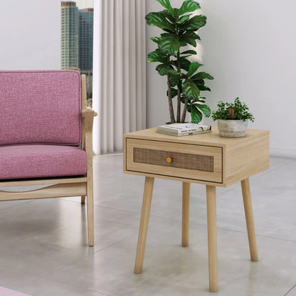 Atlantic Loft & Luv Coda Rattan End Table with Drawer, Natural