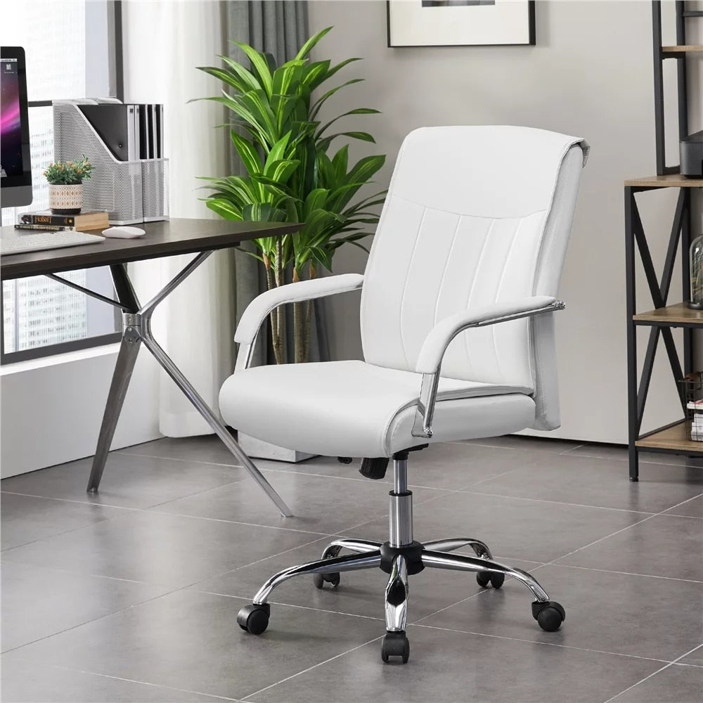 Ergonomic Office Chair Steady 22.5 In Executive Chair, 300 Lbs. Capacity, White Conference Chairs Computer Chairs