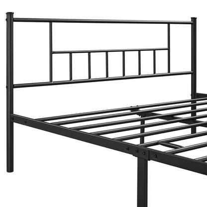 Metal Queen Platform Bed with Headboard and Footboard, Black