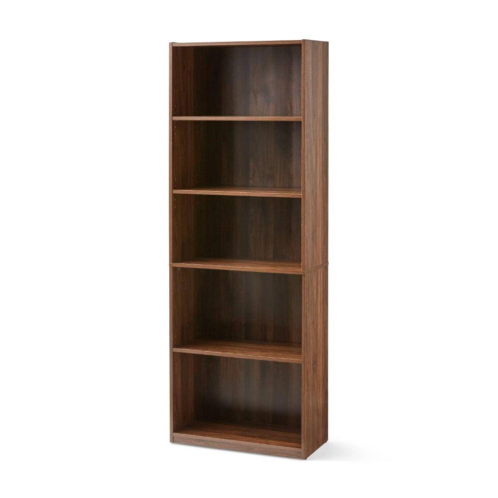 5-Shelf Bookcase with Adjustable Shelves, Book Shelf Furniture  Cube Shelf  Bookshelves.Canyon Walnut/Rustic Oak Optional