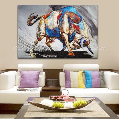 Raging Bull Oil on Canvas Animal paintings