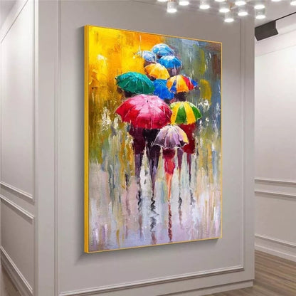 Large Colorful Umbrelas Pop Art Oil on Canvas